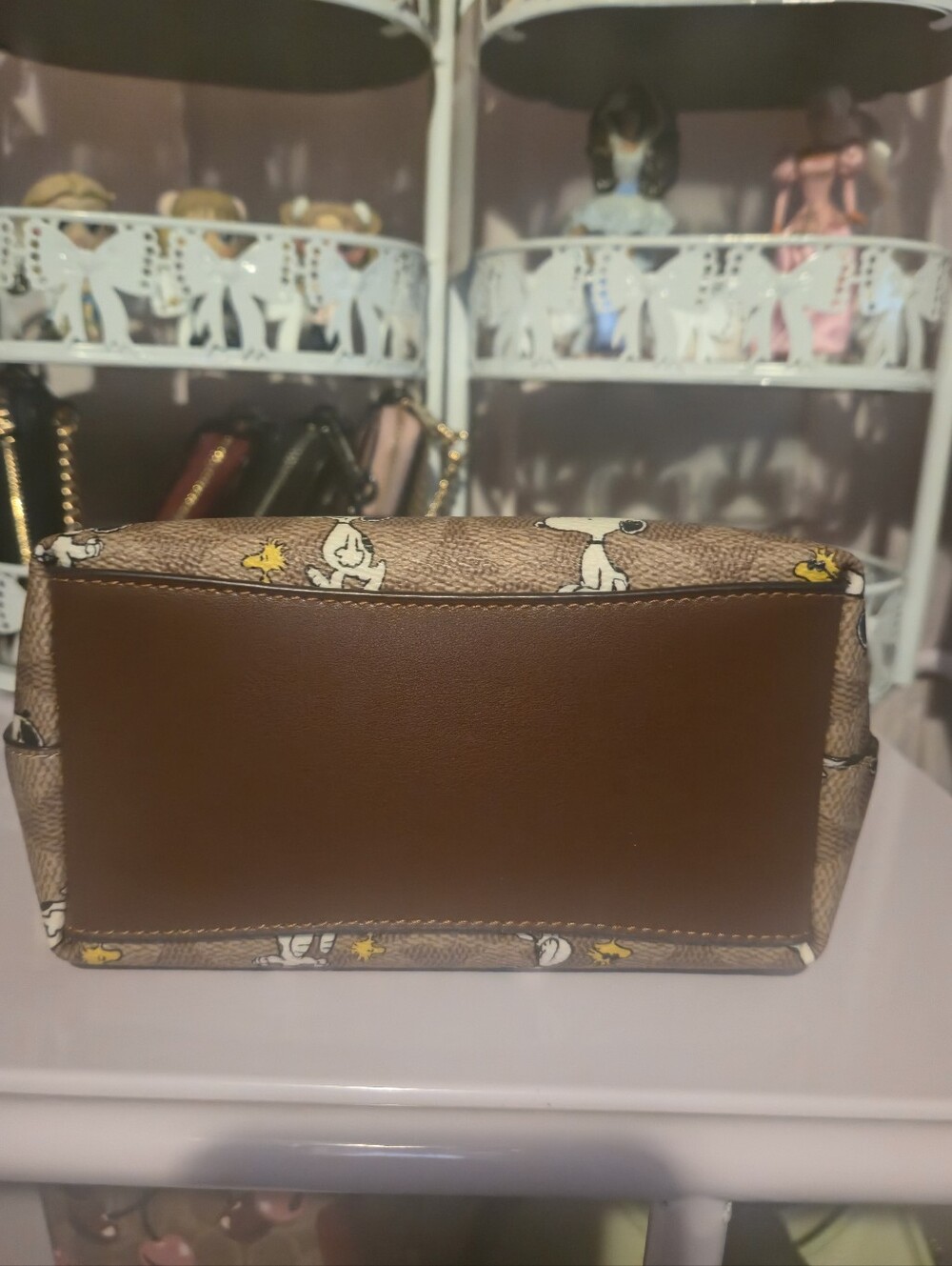 Coach Brown Signature Snoopy Mini Tote - Picture 3 of 6